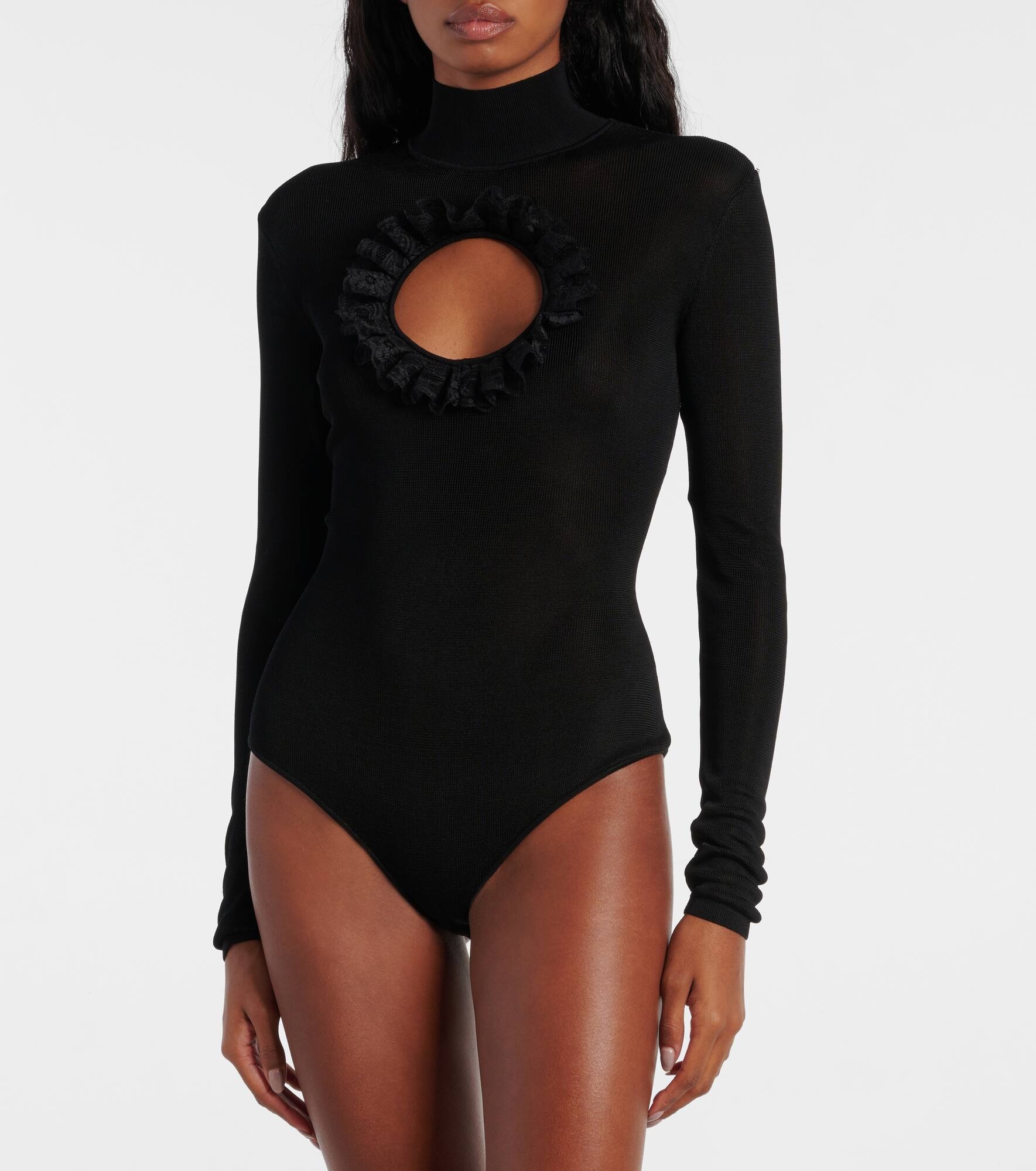 x Christopher Kane lace-trimmed cutout bodysuit - 3