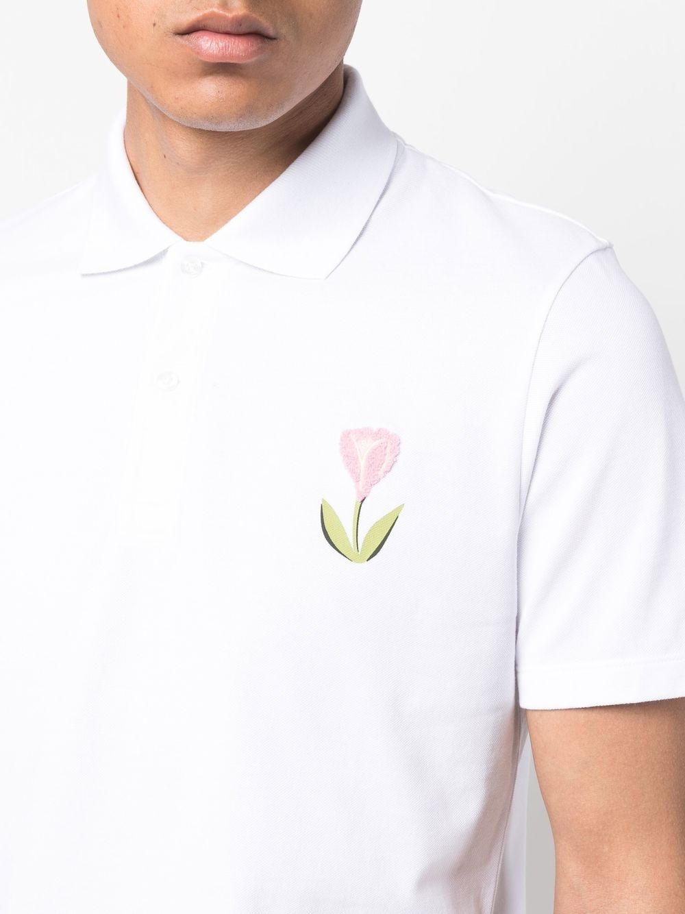 tulip-print detail polo shirt - 5