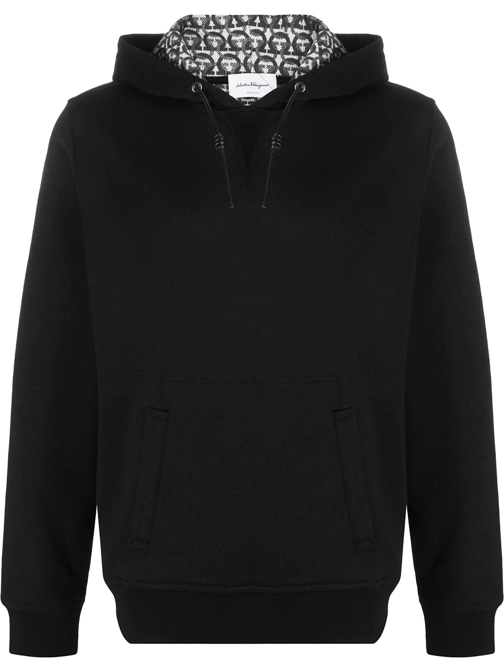 leather-drawcord hooded sweatshirt - 1