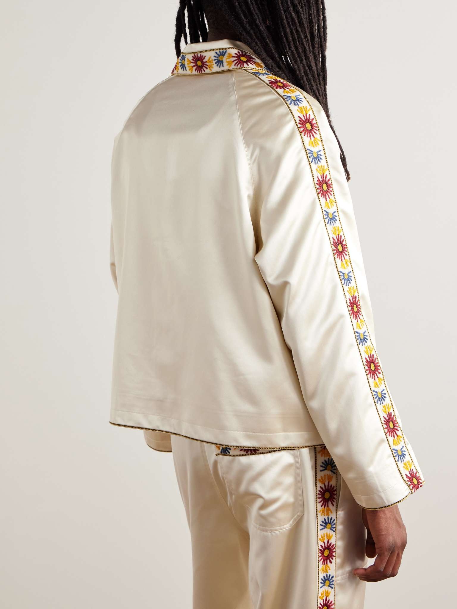 Candyfloss Embroidered Voile-Trimmed Satin Track Jacket - 3