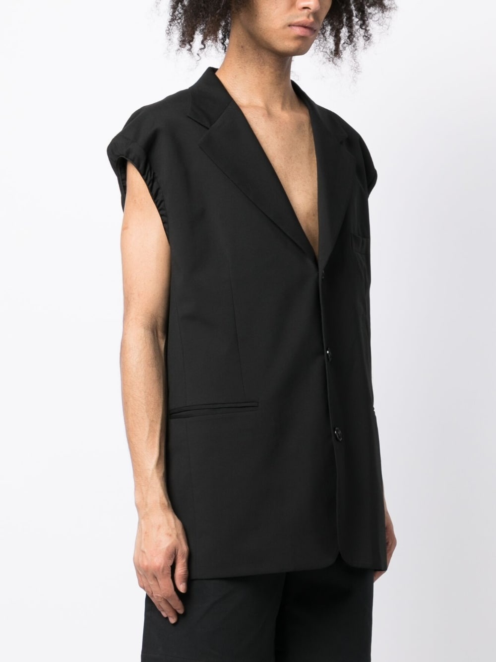 single-breasted sleeveless blazer - 3