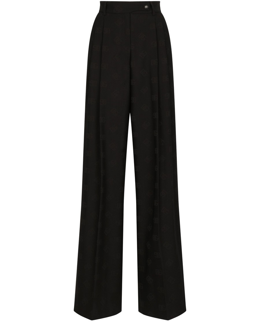 Flared wool jacquard pants - 1