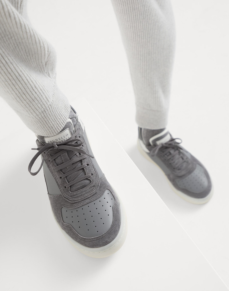 Semi-polished calfskin and washed suede basket sneakers 4
