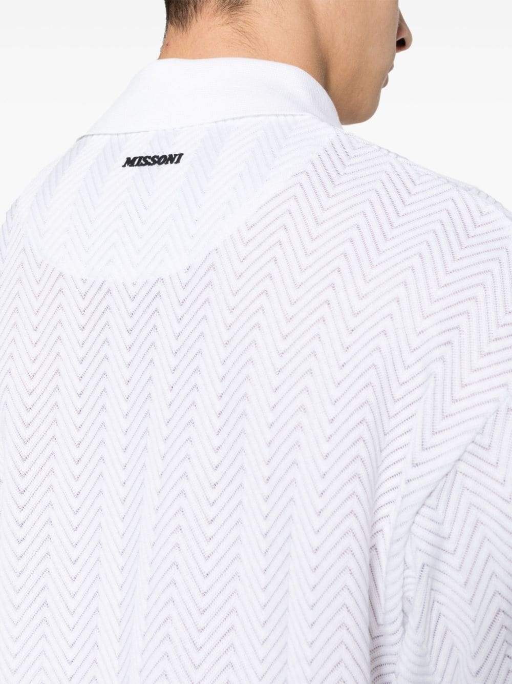 zigzag-woven polo shirt - 5