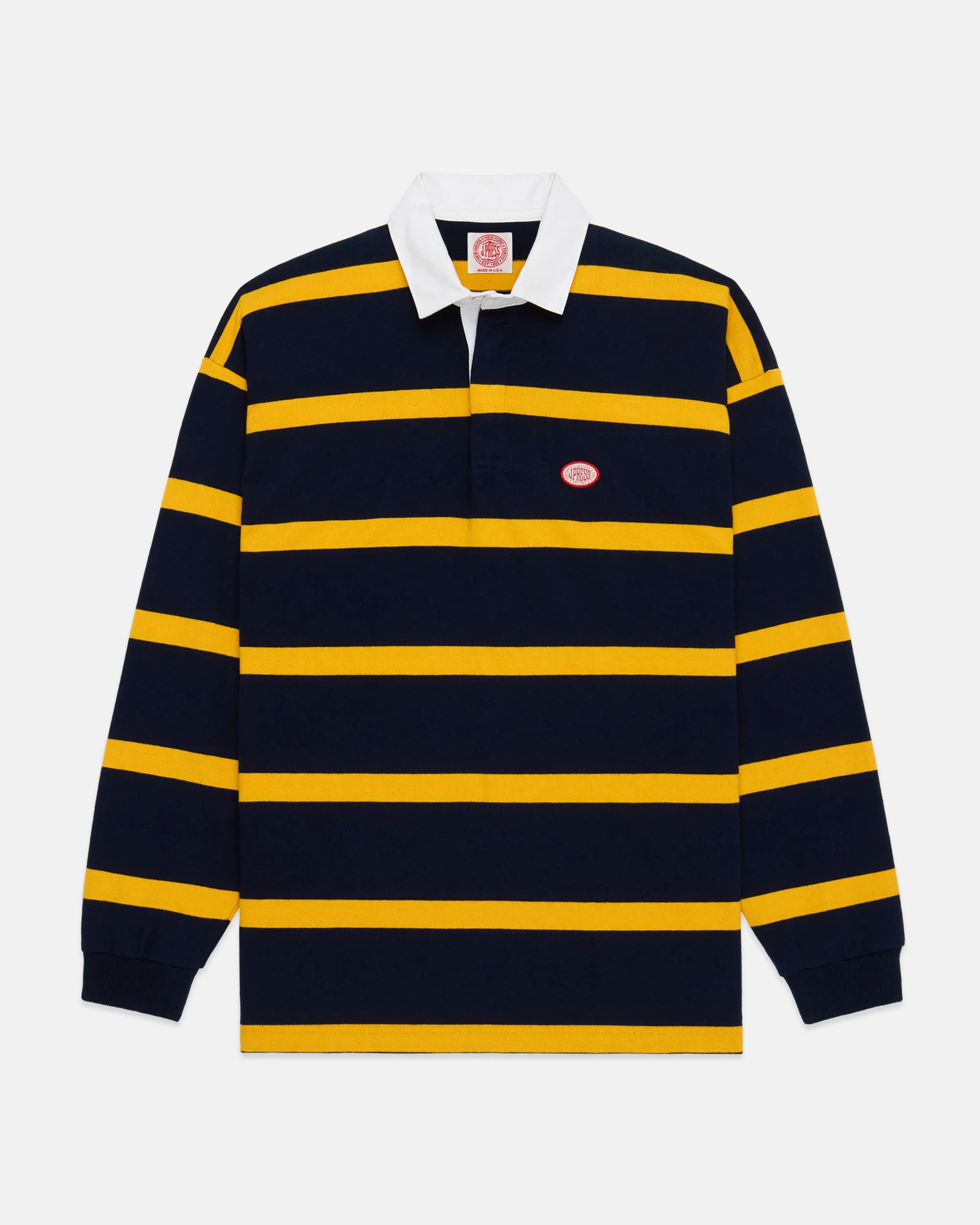 MADE-IN-USA YELLOW BAR STRIPE J. PRESS SEAL COTTON RUGBY - 1