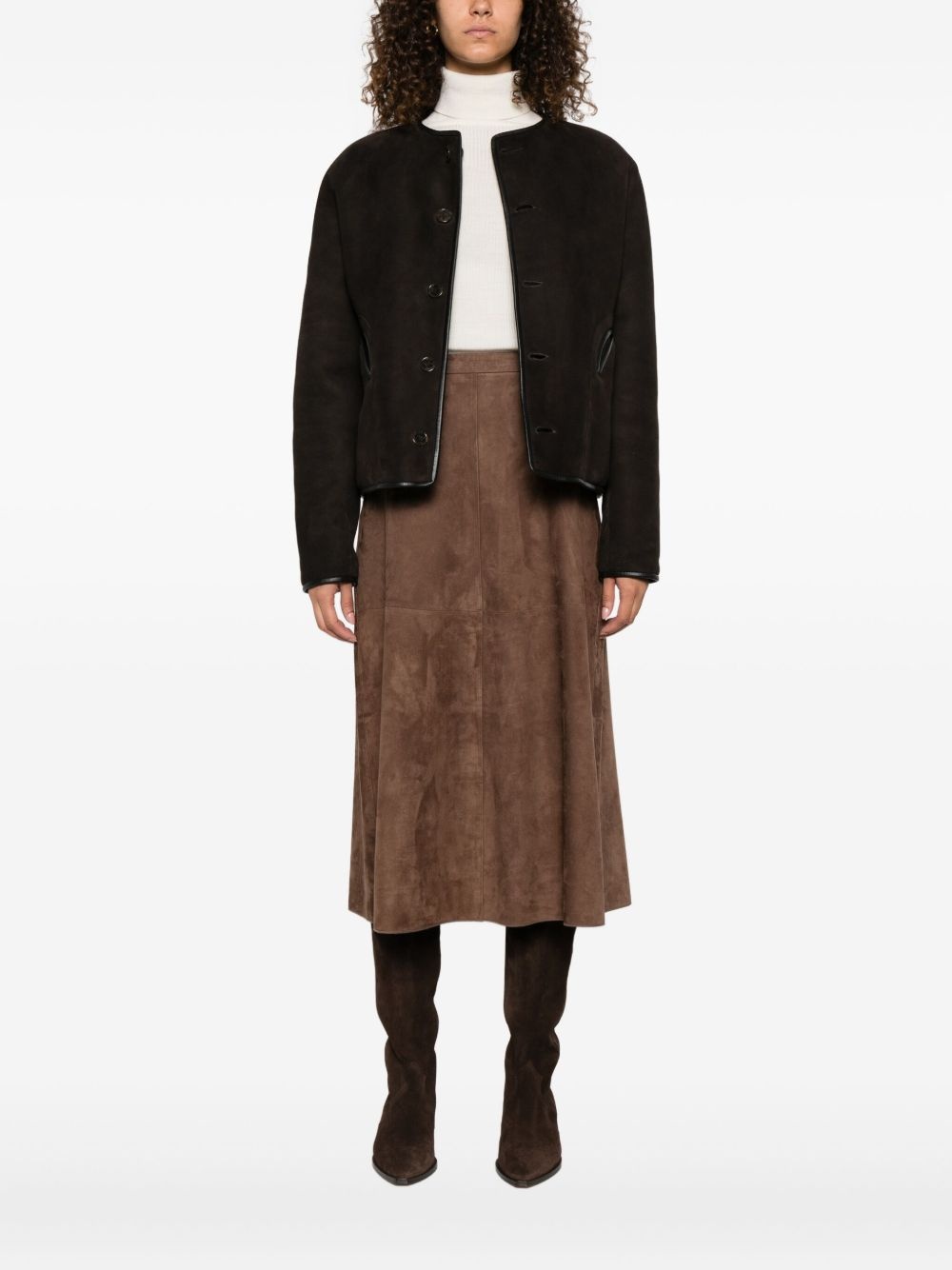 button-fastening sheepskin jacket - 6