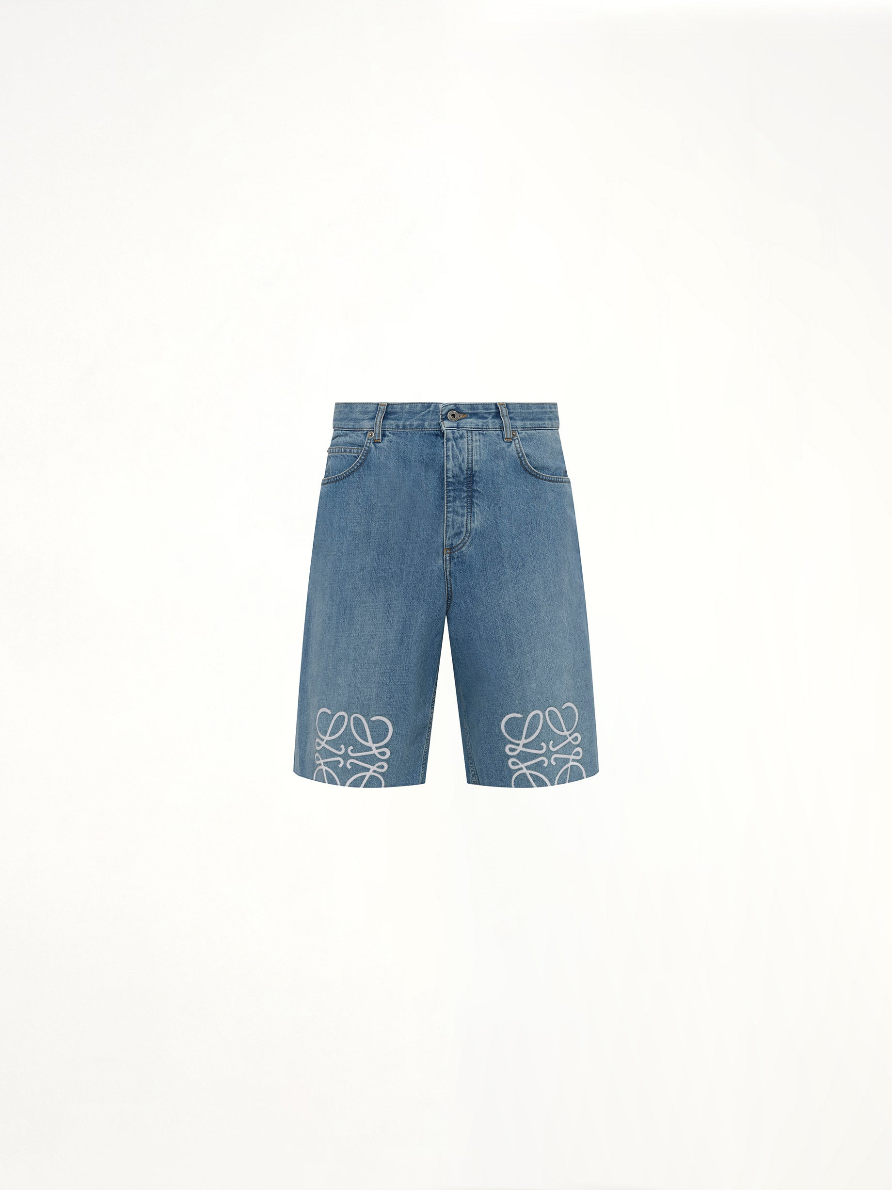 Anagram Shorts in Washed Denim - 2
