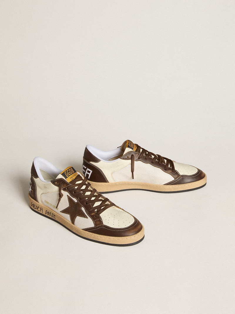 Golden Goose Men's Ball Star in nappa and mesh with suede star and brown leather inserts outlook
