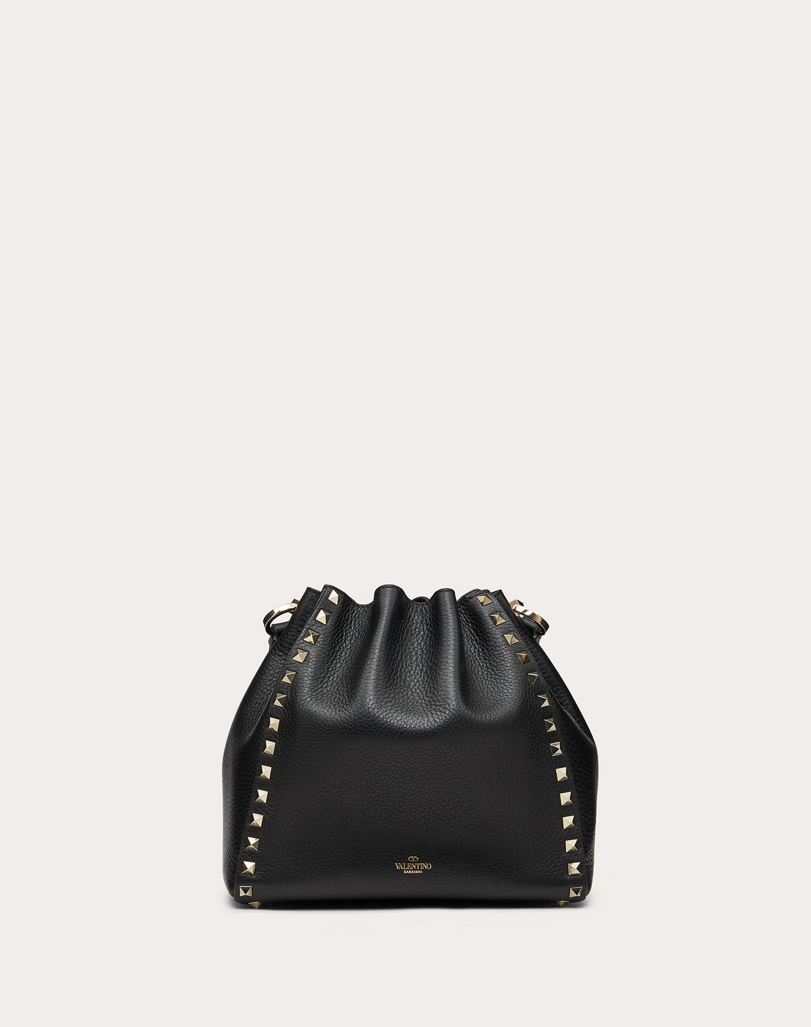 Small Rockstud Grainy Calfskin Bucket Bag - 3