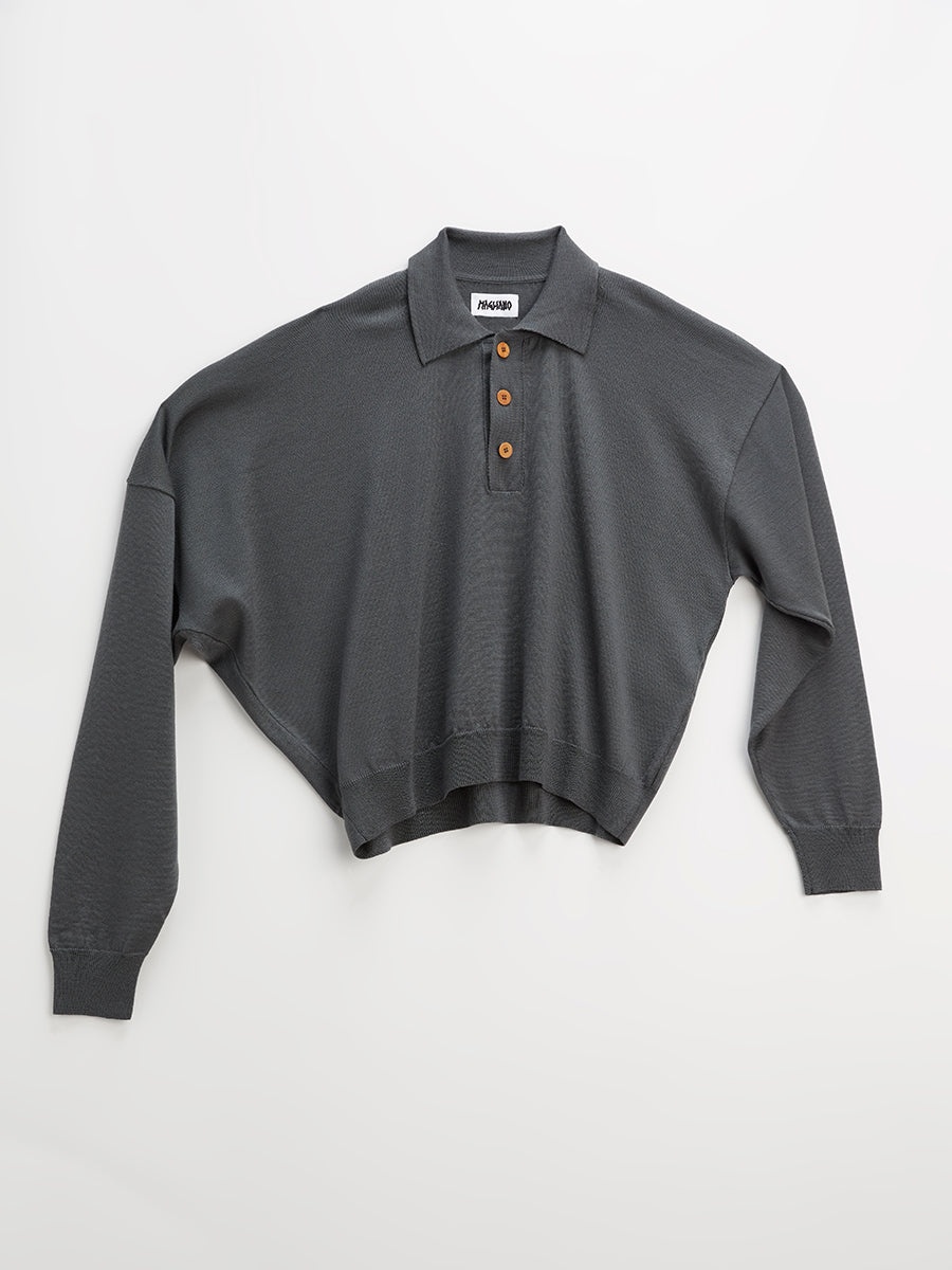 Twisted Merino Polo Inox Grey - 1