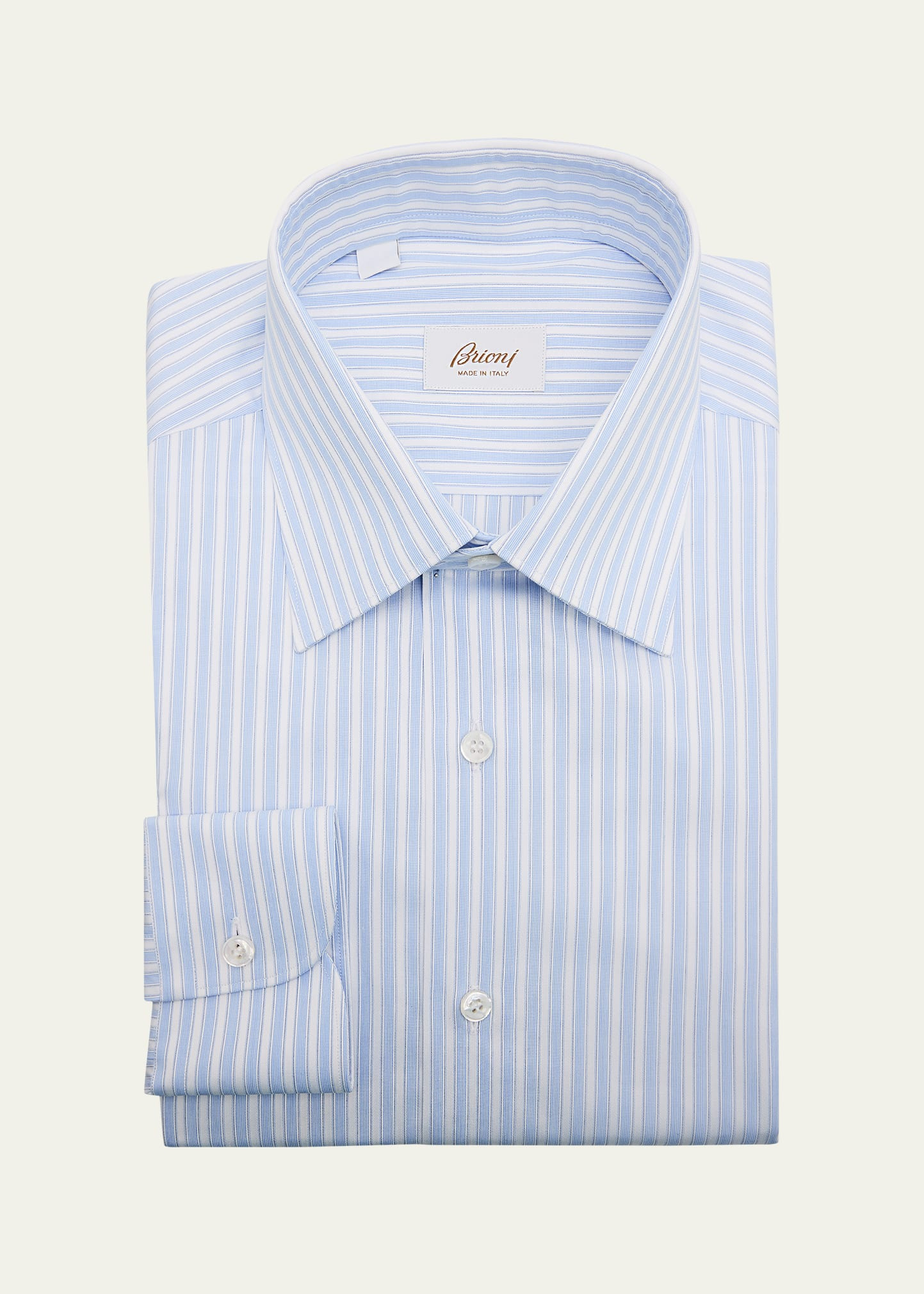 Men's Textured Cotton Stripe Point-Collar Dress Shirt - 1