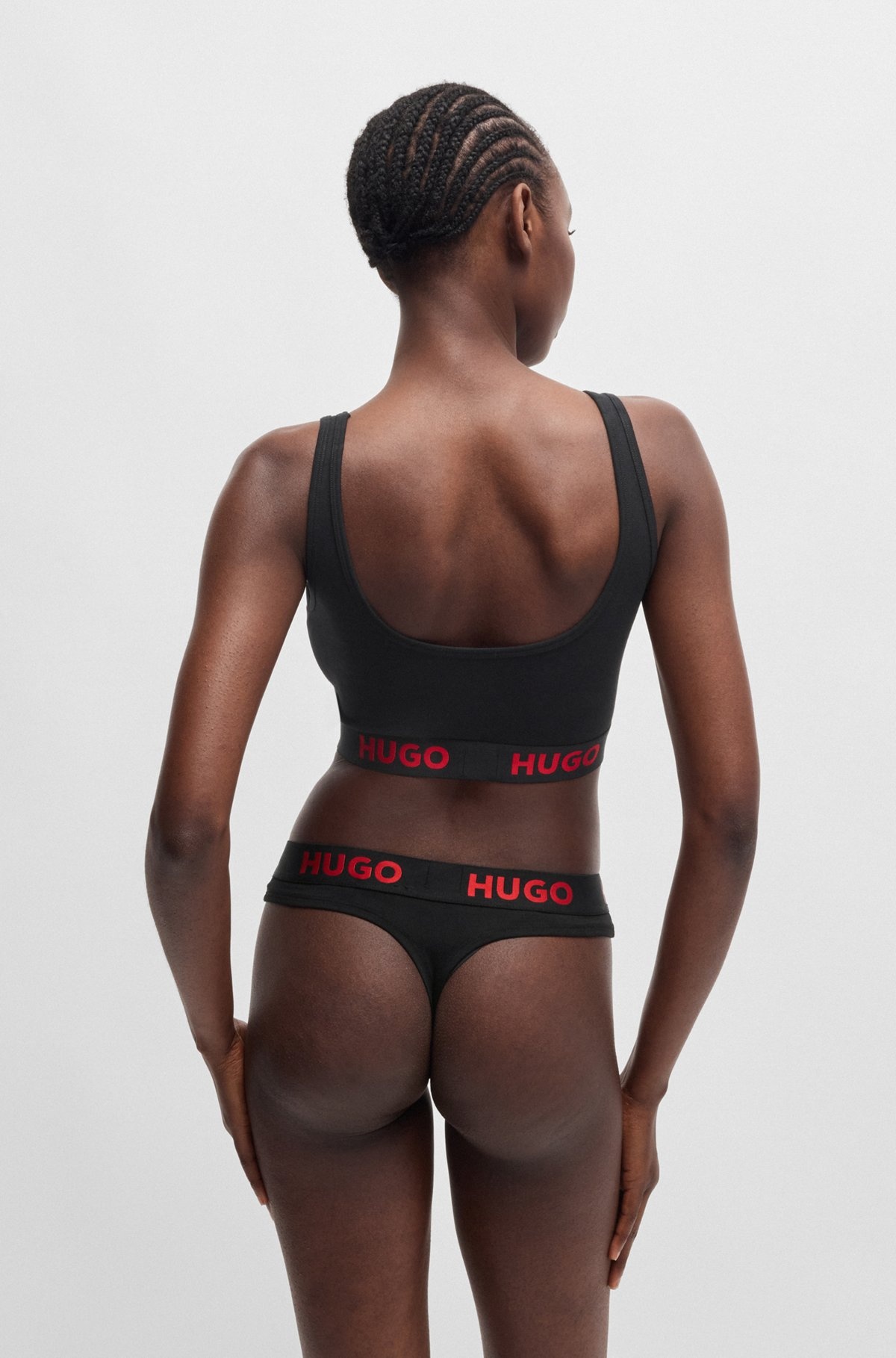 STRETCH-COTTON BRALETTE WITH LOGO BAND - 3