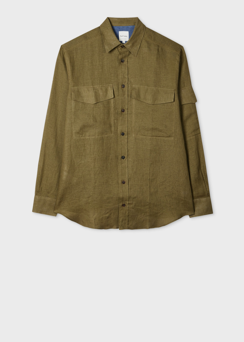 Khaki Linen Patch-Pocket Shirt 1