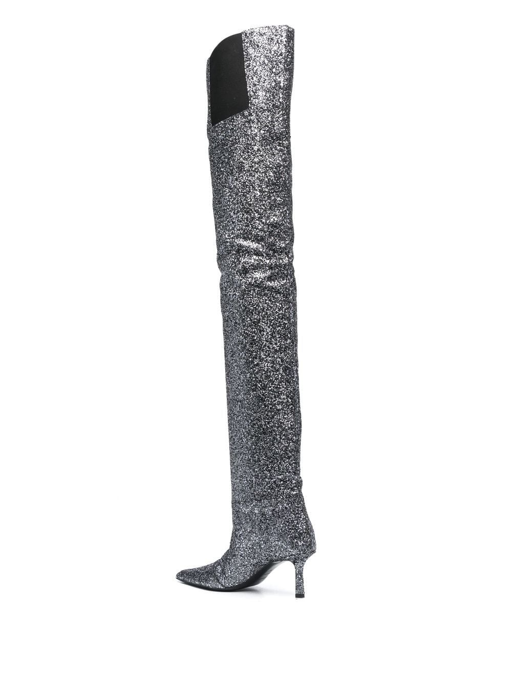 glitter thigh-high boots - 3