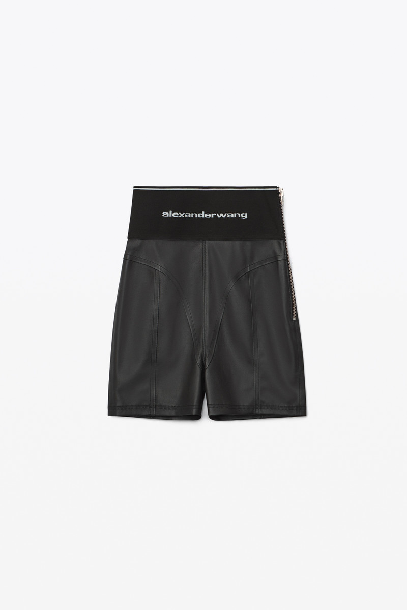 LOGO ELASTIC BIKE SHORT IN LEATHER 1