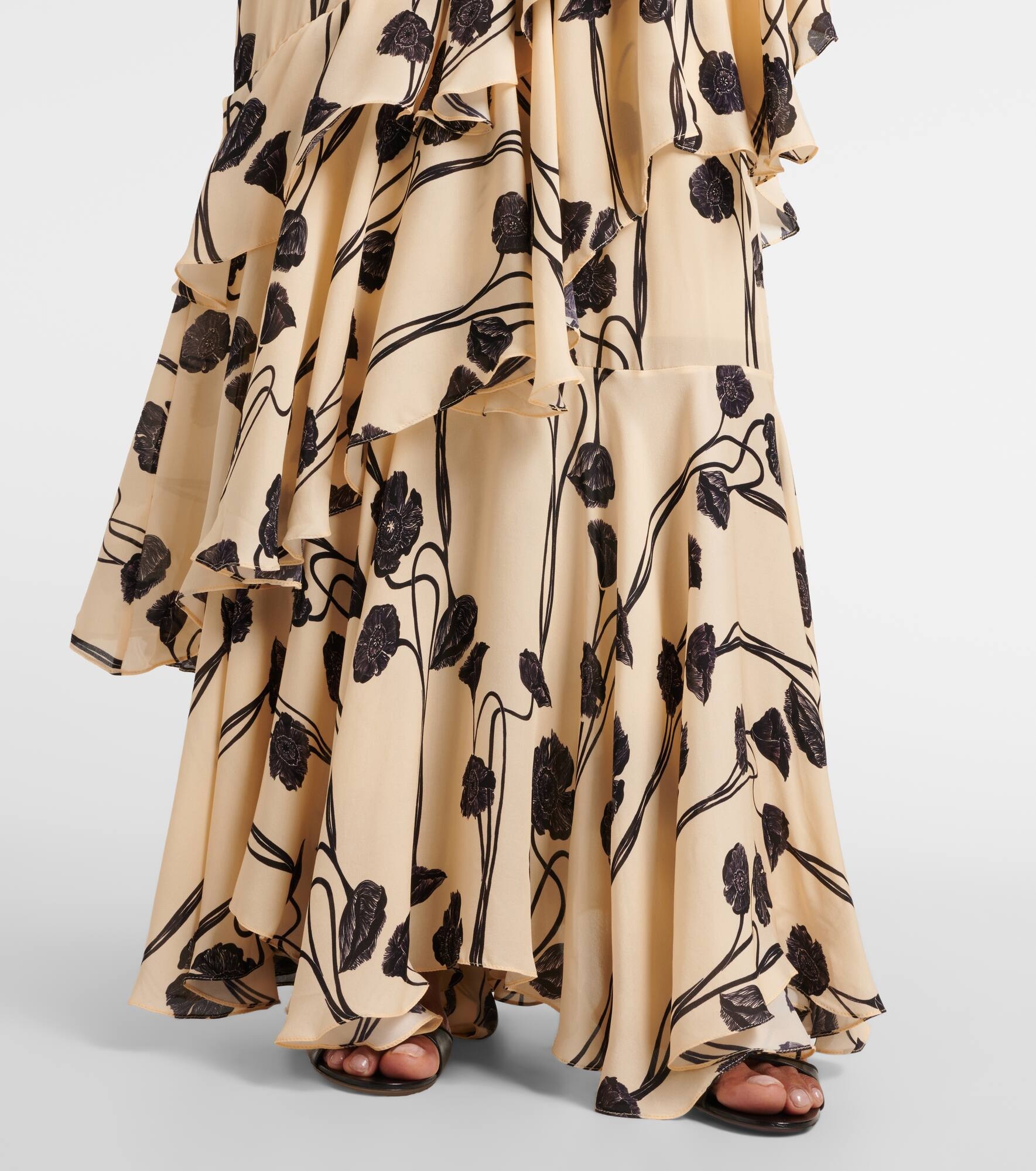 Ruffled floral silk georgette gown - 5