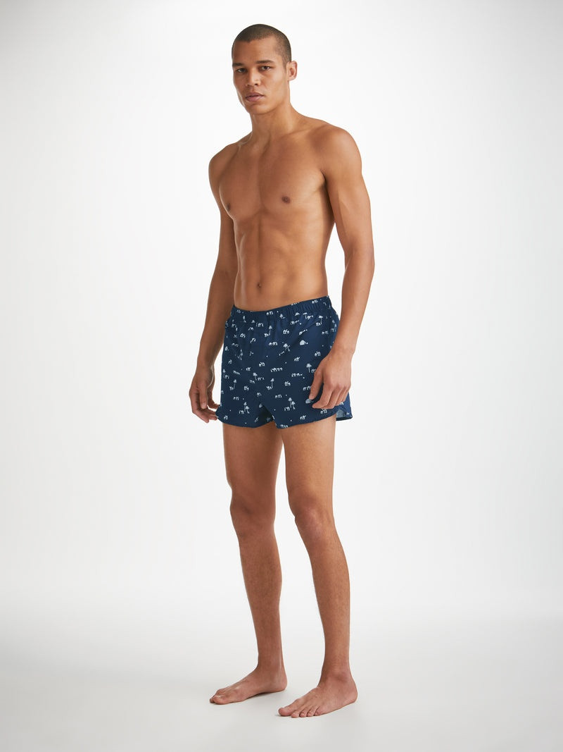 Derek Rose Men's Modern Fit Boxers Nelson 99 Cotton Batiste Navy outlook