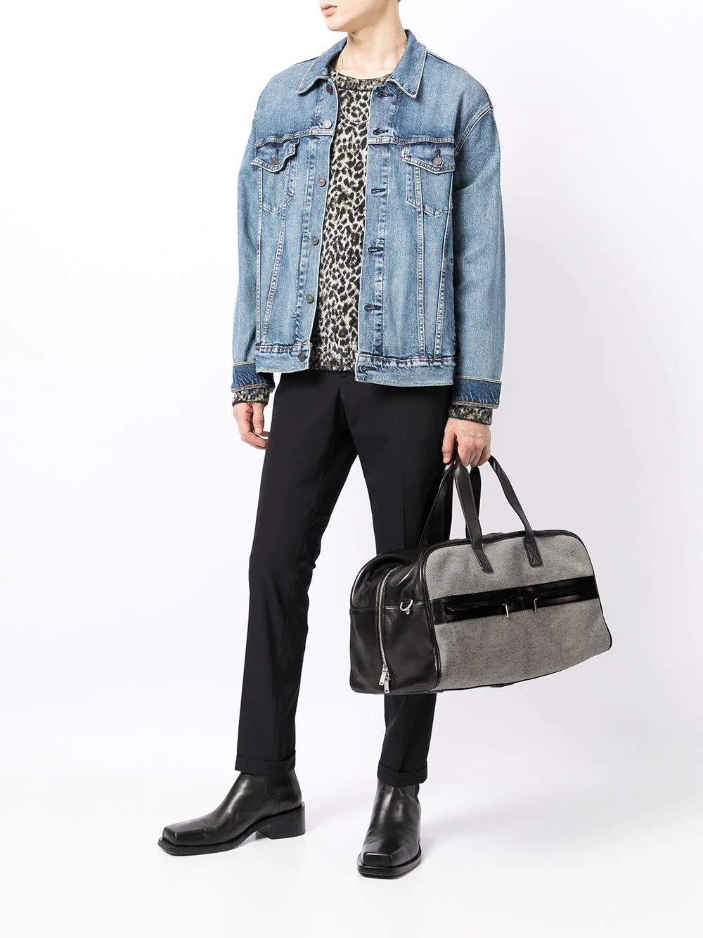 check-print zipped holdall - 2