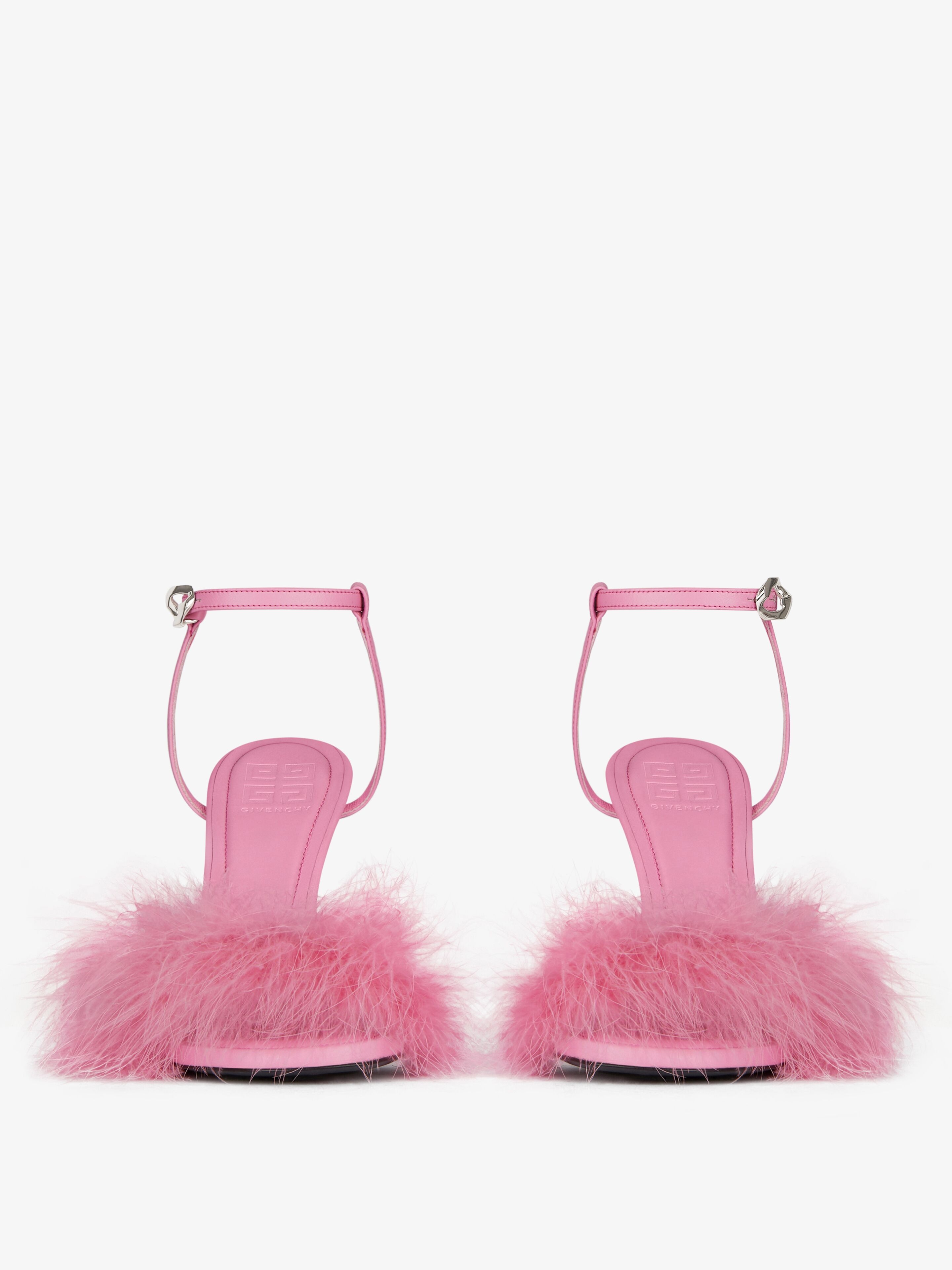 G CUBE SANDALS IN FEATHERS AND LEATHER - 2