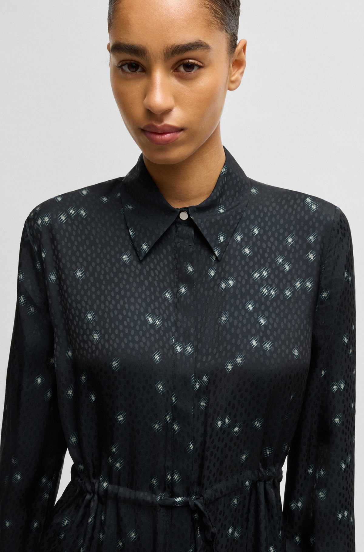 MAXI DRESS WITH DOT JACQUARD AND PRINT - 5