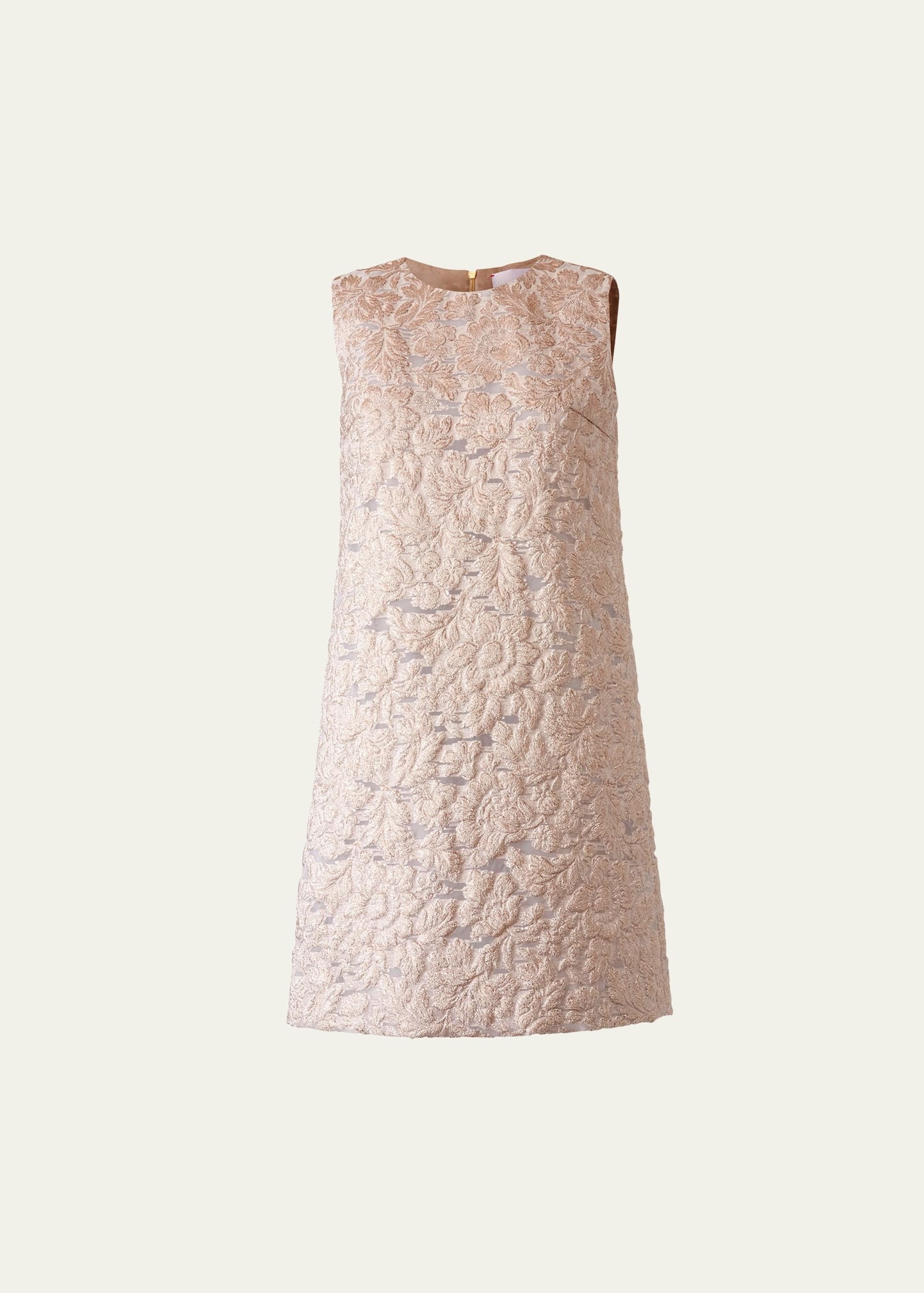 Metallic Floral Sleeveless Mini Shift Dress - 1