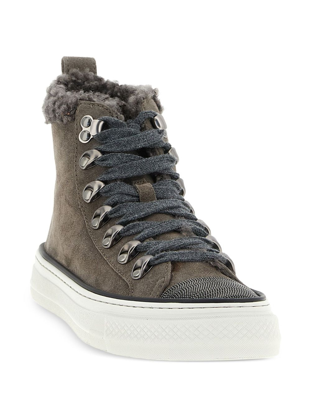 shearling-trim sneakers - 2