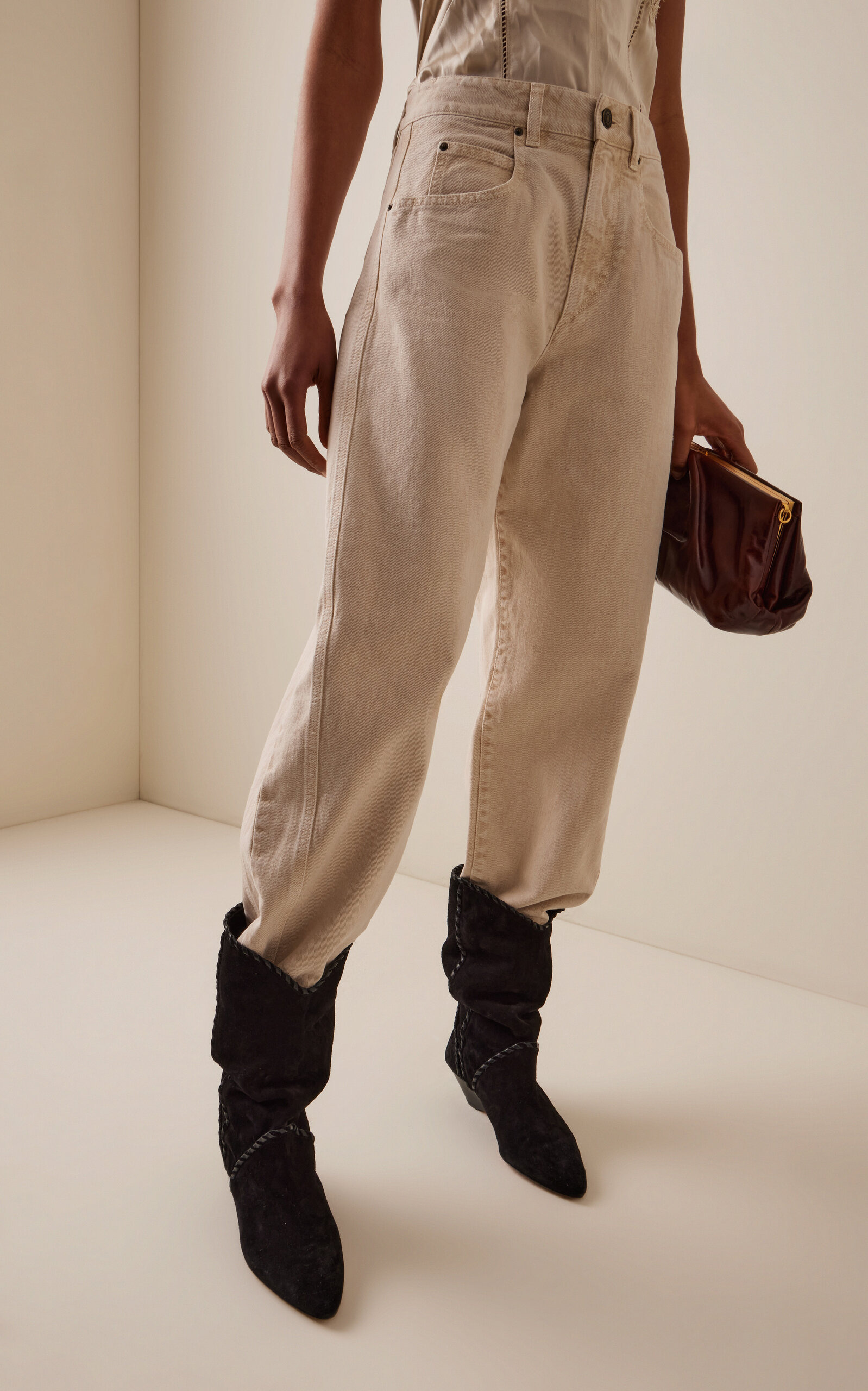 Oriane Rigid High-Rise Barrel-Leg Jeans ivory - 3