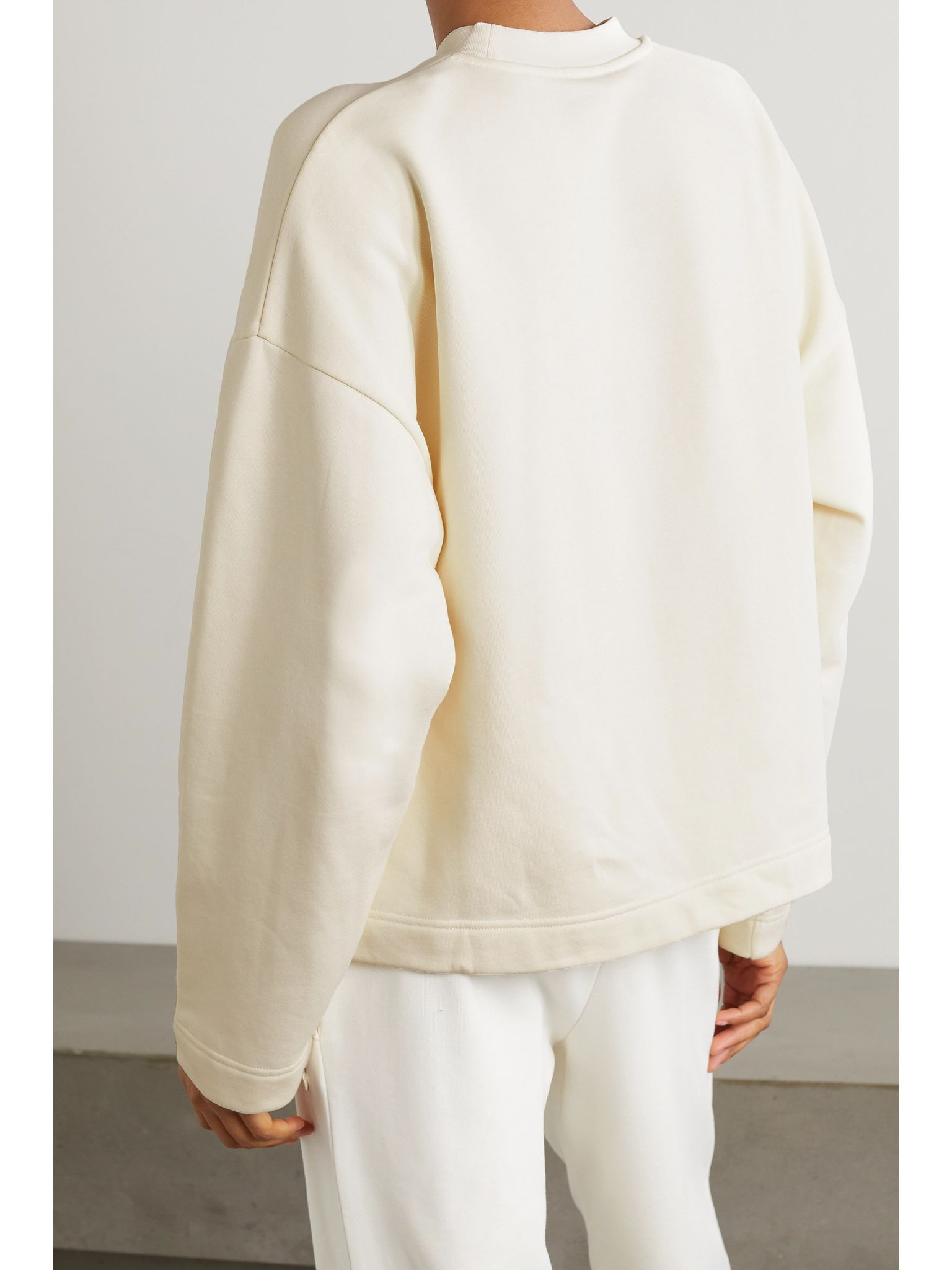 Flocked cotton-blend jersey sweatshirt White - 3