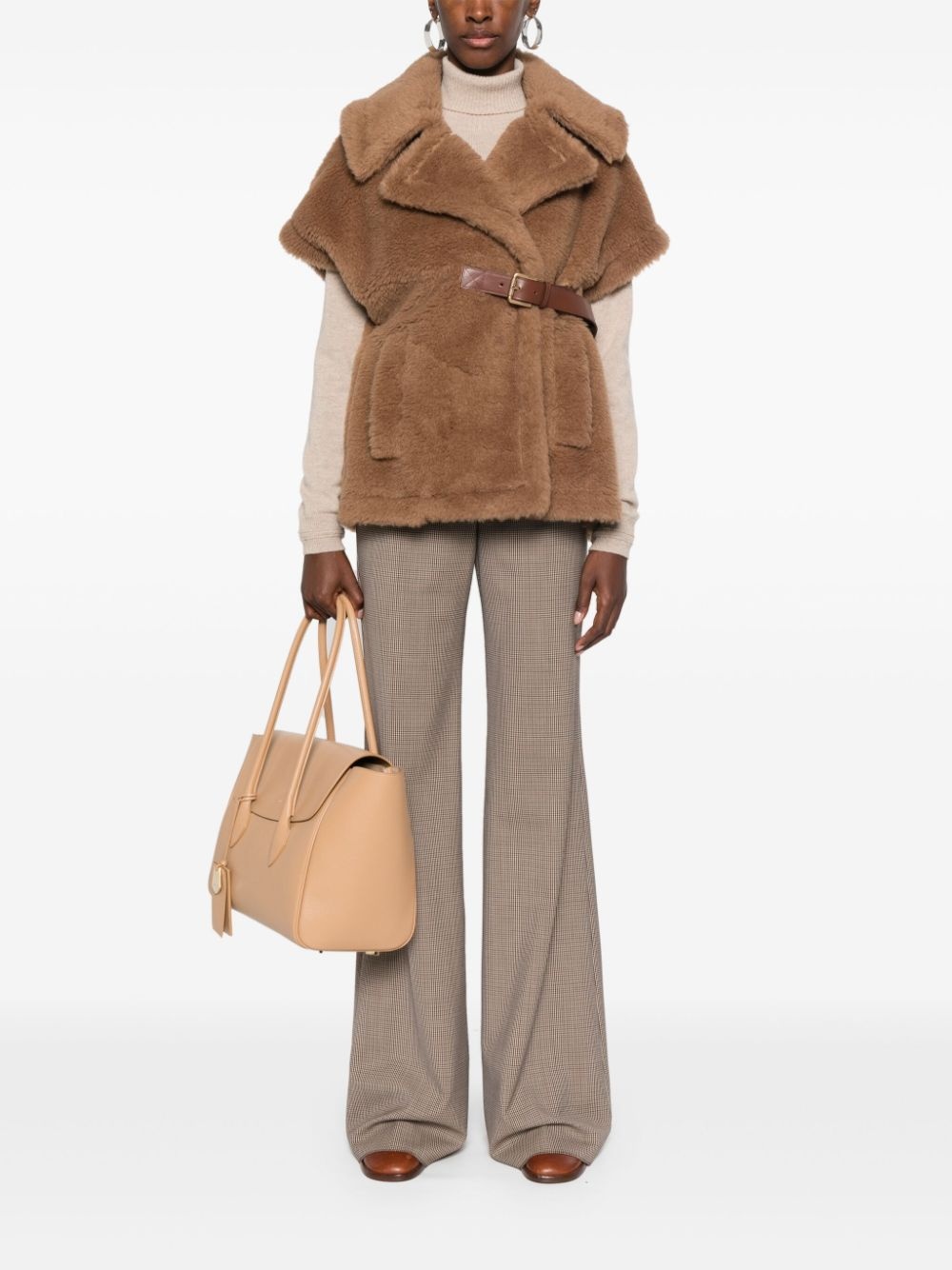 checked flared trousers - 2