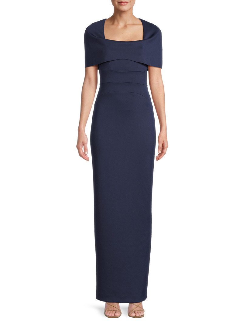 Women's Eve Bernice Cape-Sleeve Gown - Pacific Blue 3