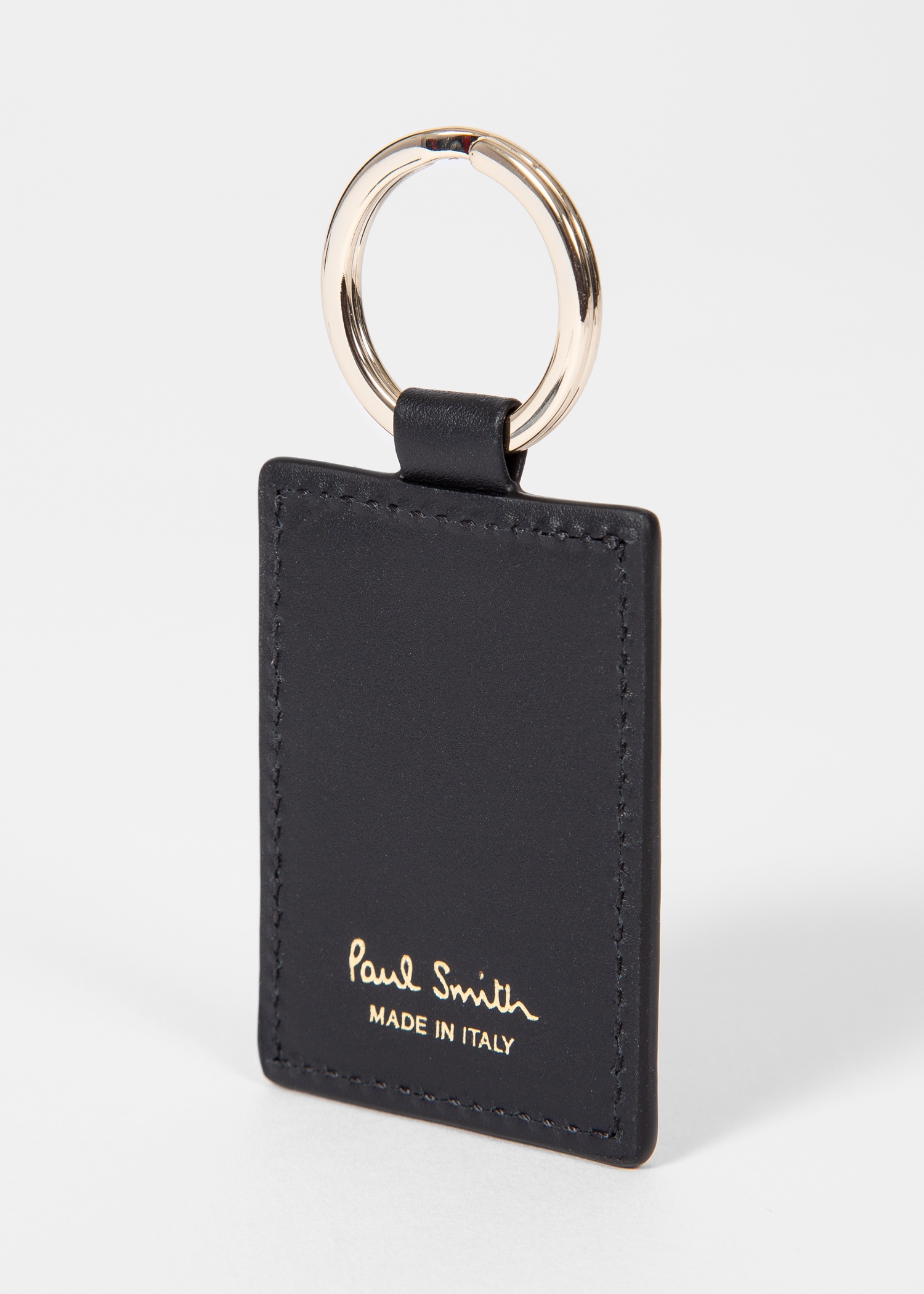 Black Calf Leather 'Signature Stripe' Keyring - 3