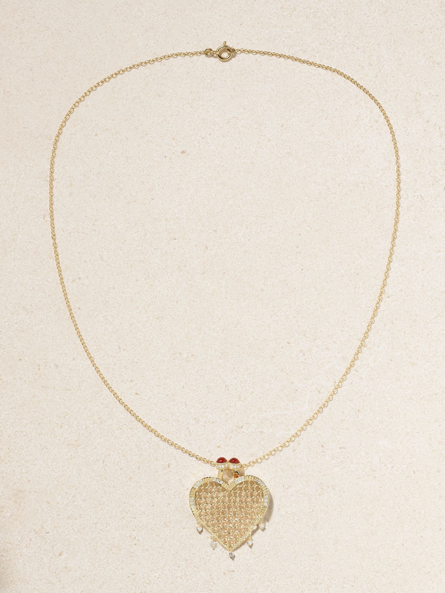 Minaudière Coeur 9- and 18-karat gold, agate and diamond necklace Gold - 4