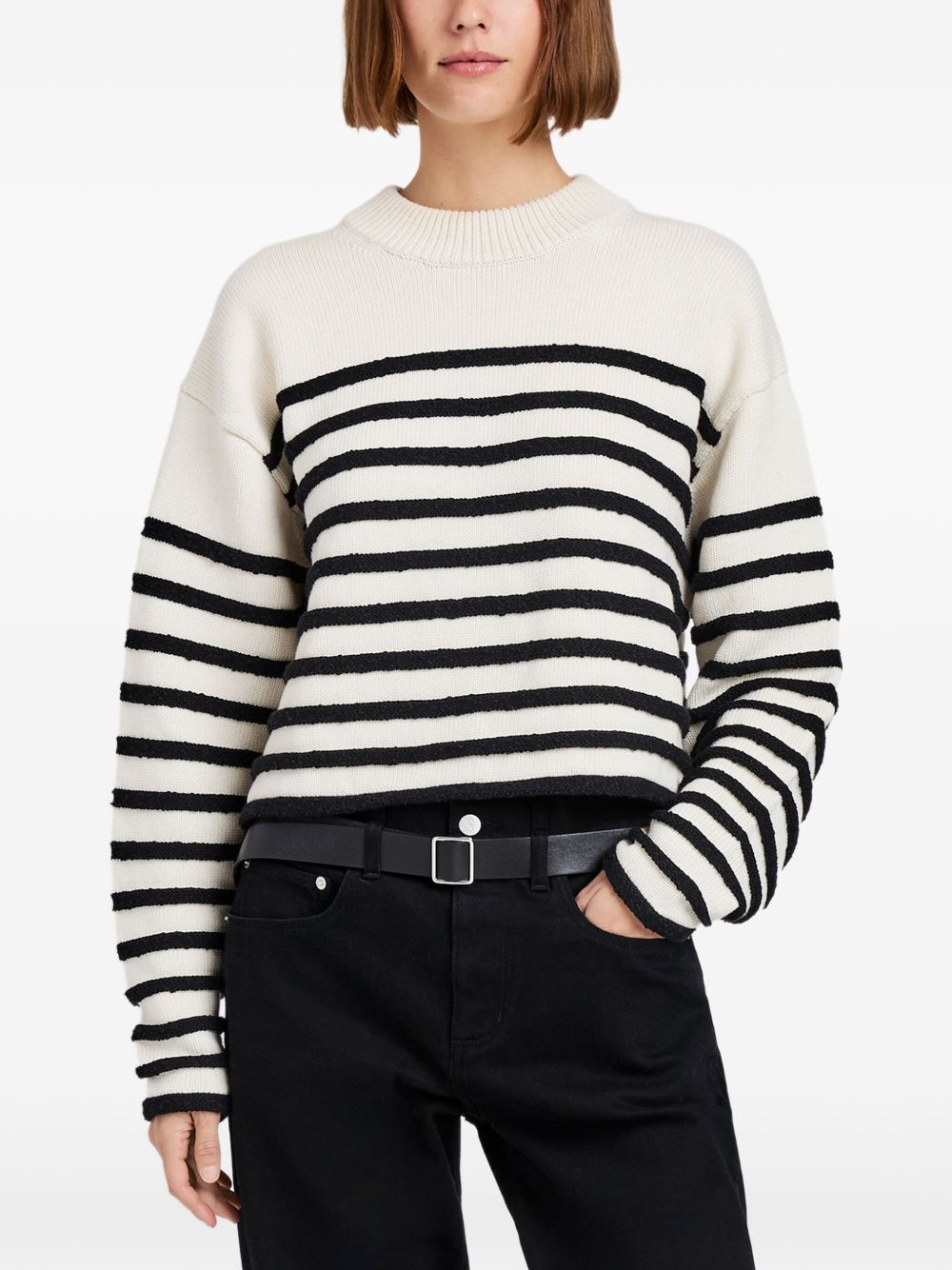 striped cropped sweater - 5