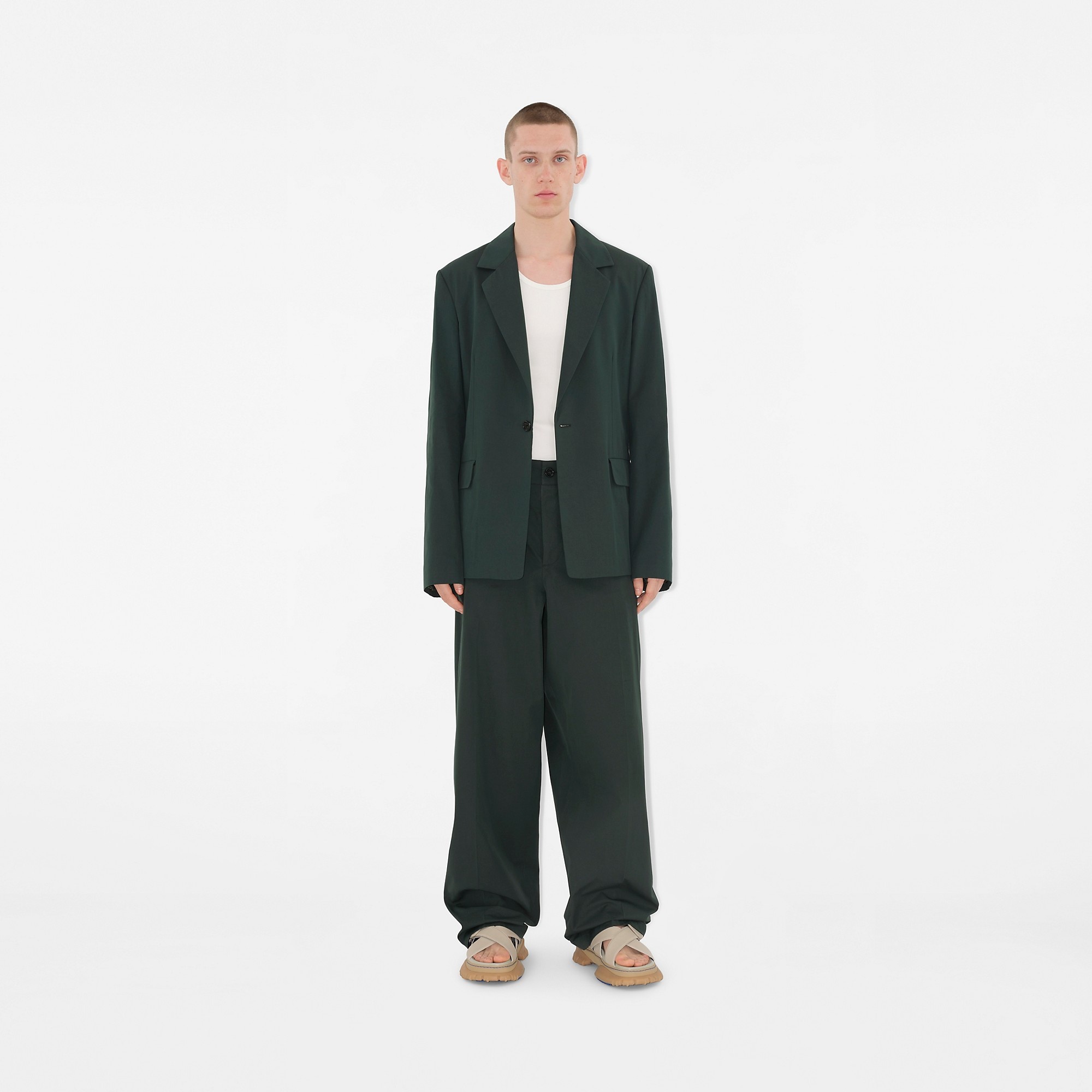 Cotton Blend Tailored Trousers - 5