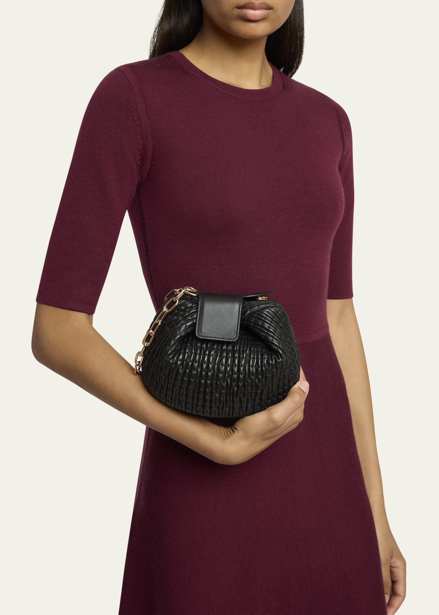 Demi Ruched Leather Clutch Bag - 2