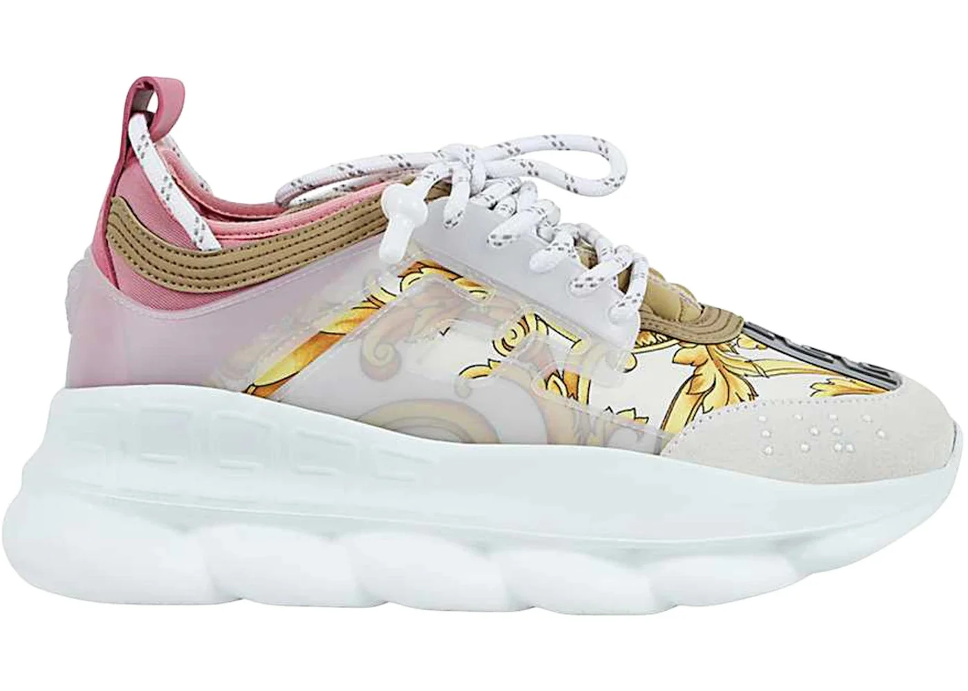 Versace Chain Reaction White Pink Yellow Barocco (Women's) - 1