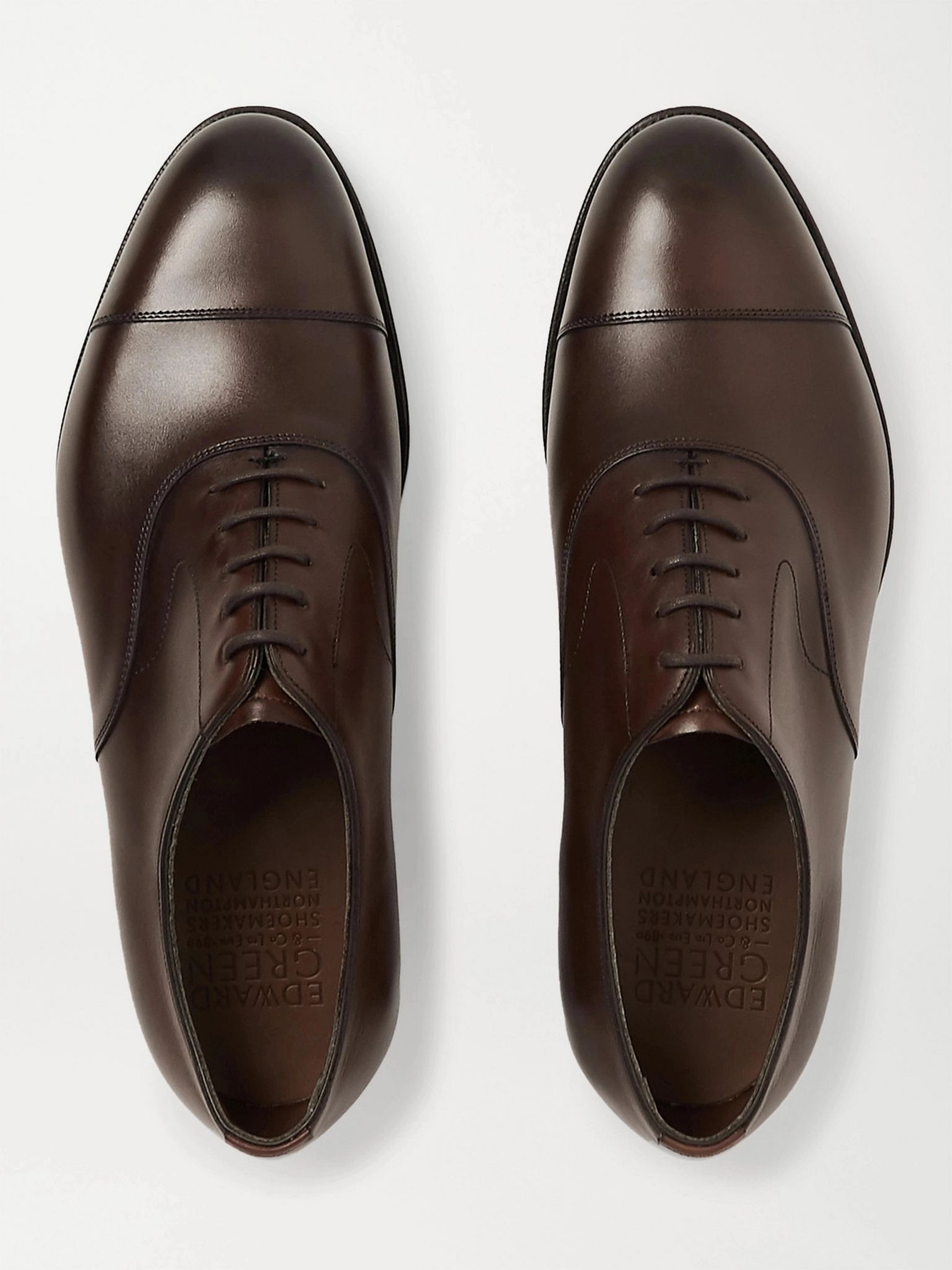 Chelsea Cap-Toe Burnished-Leather Oxford Shoes Dark brown - 7