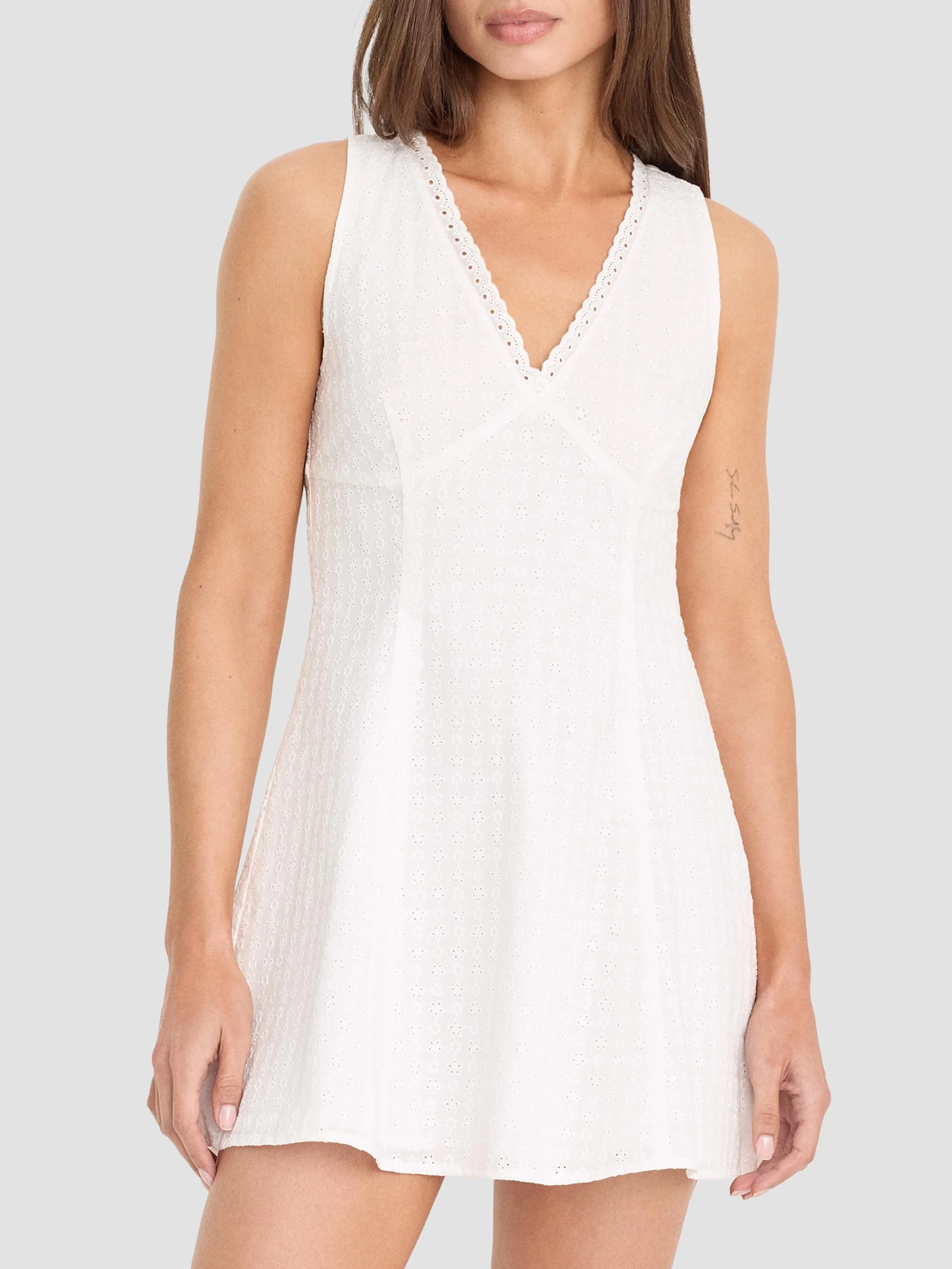 Women's The Eyelet Cotton Mini Dress - White - 1