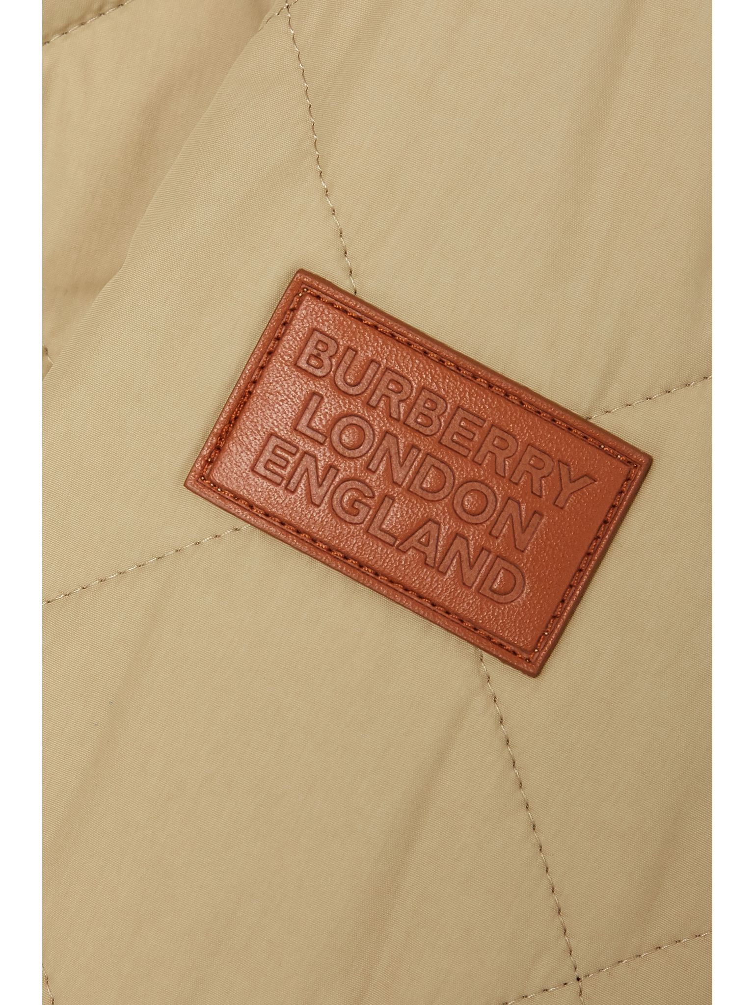 Corduroy and leather-trimmed quilted shell jacket Beige - 5