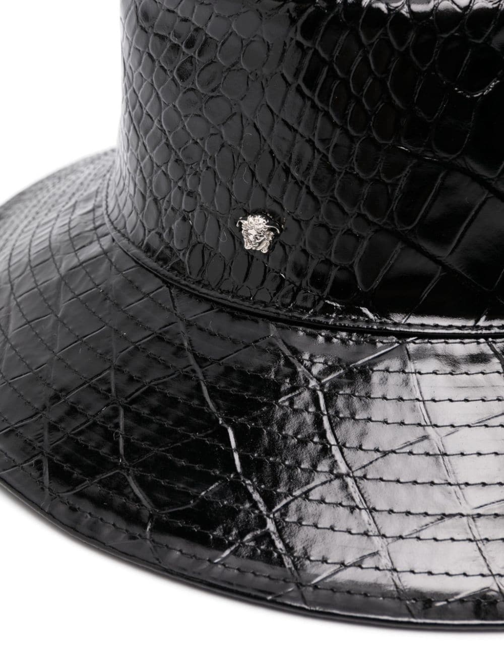 crocodile-embossed leather bucket hat - 2