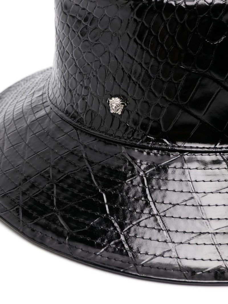 VERSACE crocodile-embossed leather bucket hat outlook