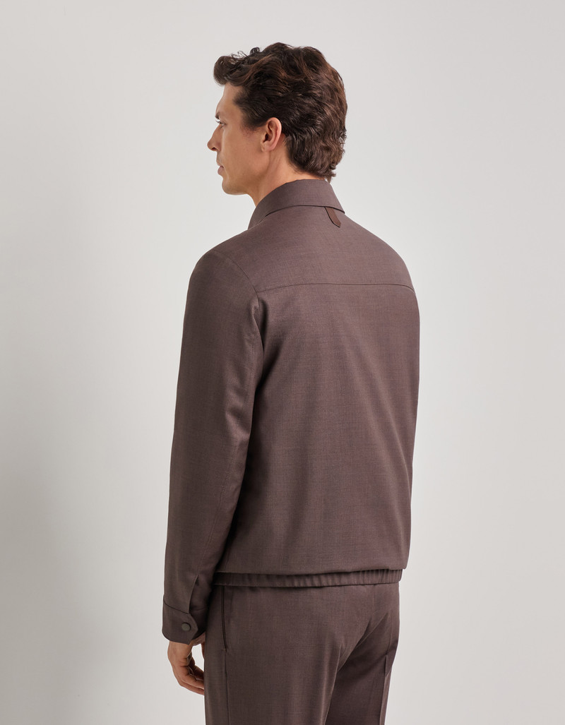 CARAMEL MIXED-MATERIAL ULTRALIGHT SUEDE BOMBER JACKET WITH KNIT INSERTS 45