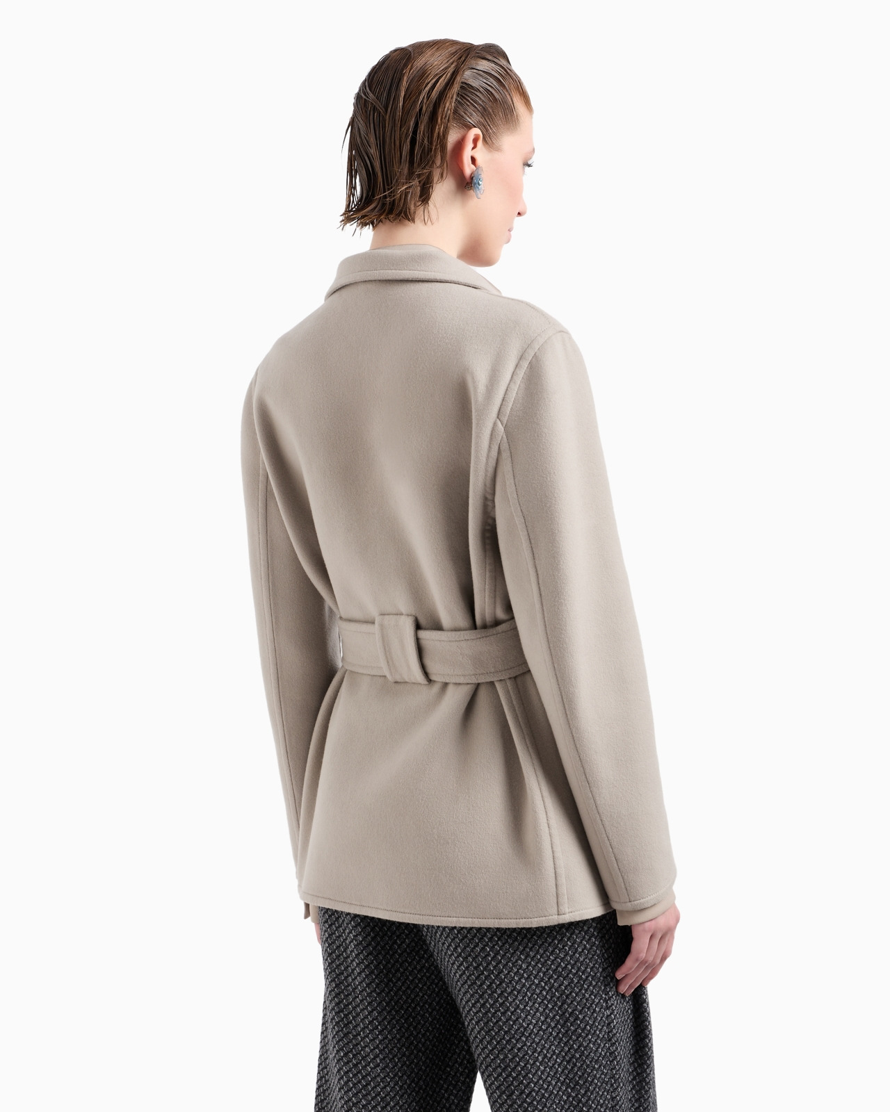Single-breasted cashmere double cloth pea coat - 3