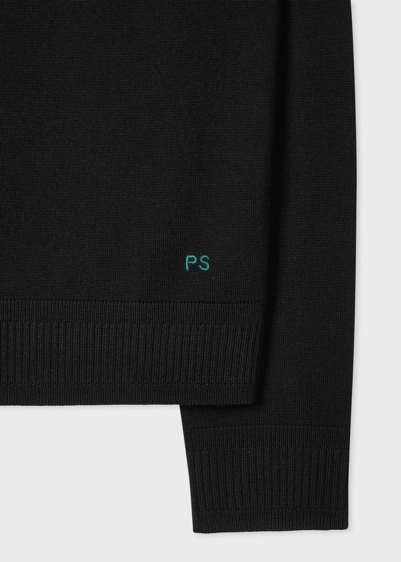 Paul Smith Black Contrast-Collar Merino Wool Cardigan outlook