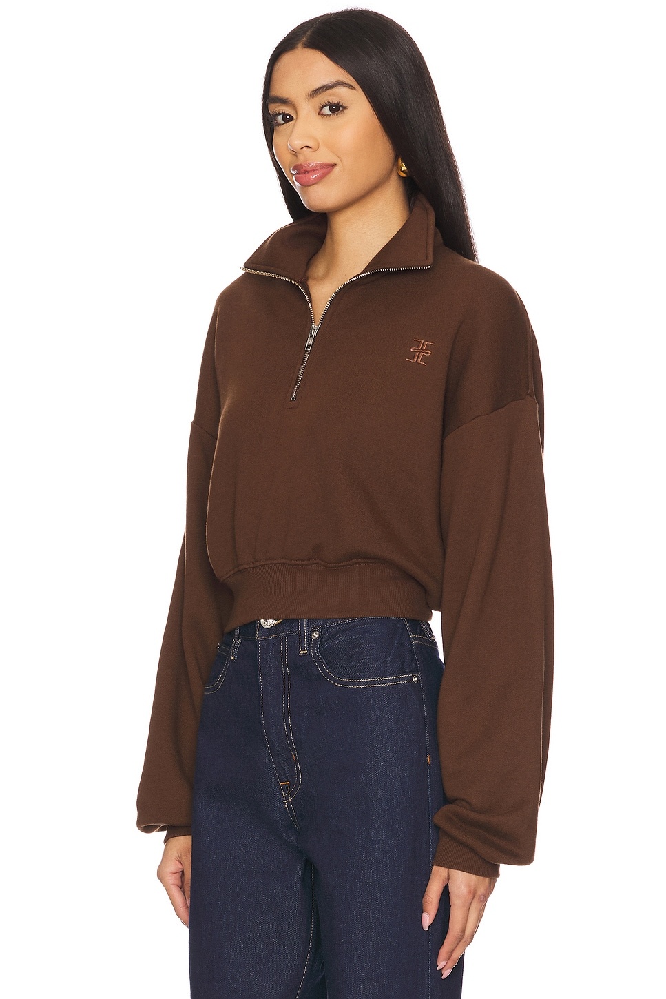 Cropped Half Zip Sweatshirt - 2