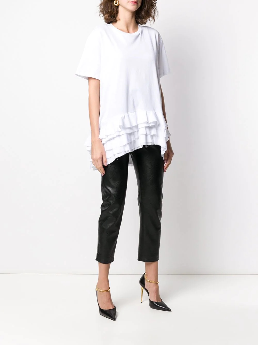 ruffled hem oversized T-shirt - 3