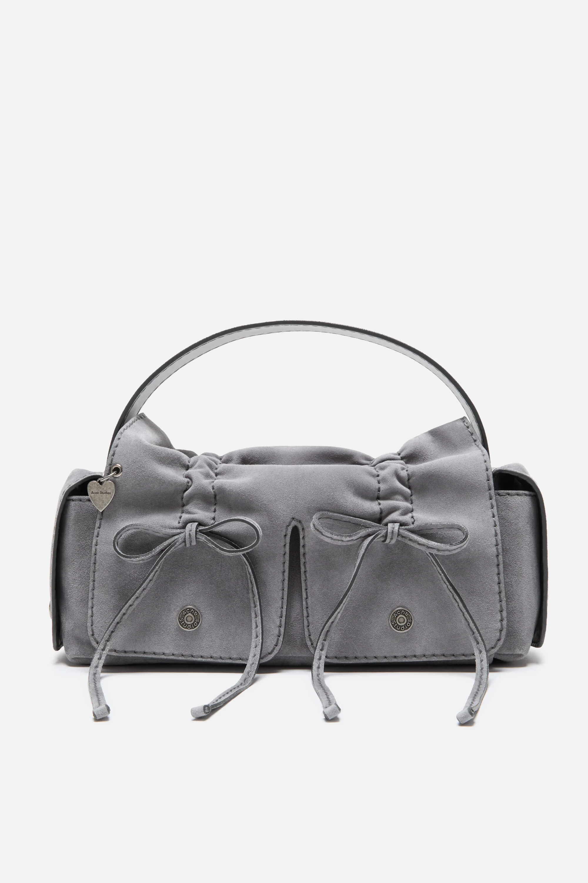 Multipocket suede shoulder bag - Cold grey - 1