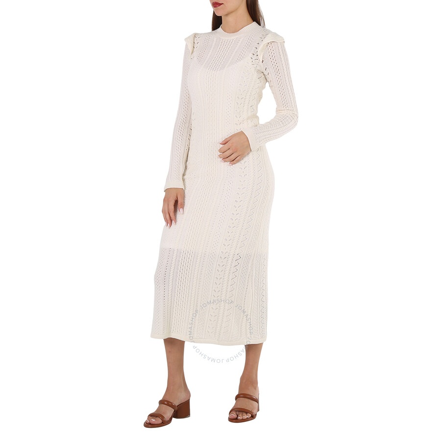 Chloe Ladies Snow White Wool Cash Knit Dress - 2