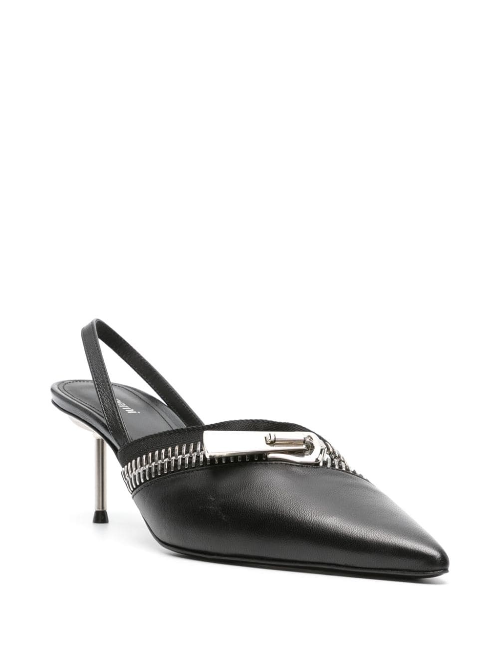 Zip 60mm leather slingback pumps - 2