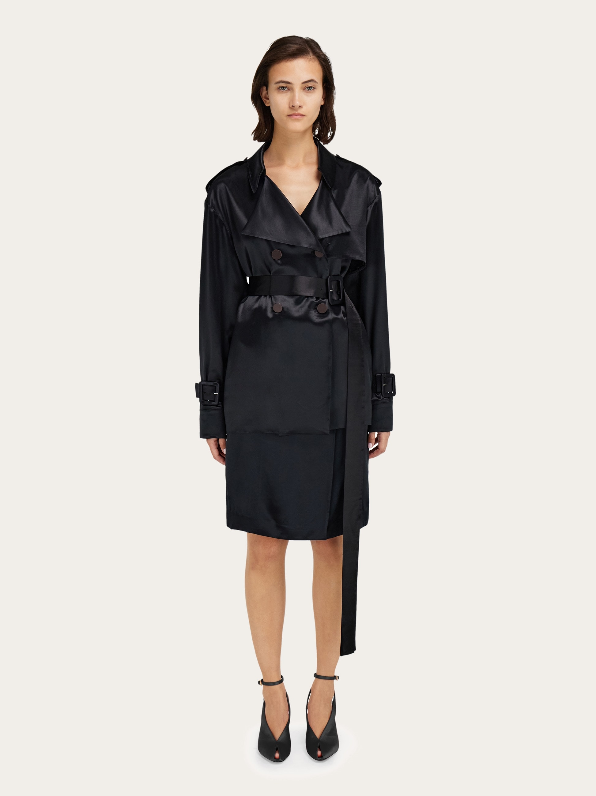 Short satin trench - 2
